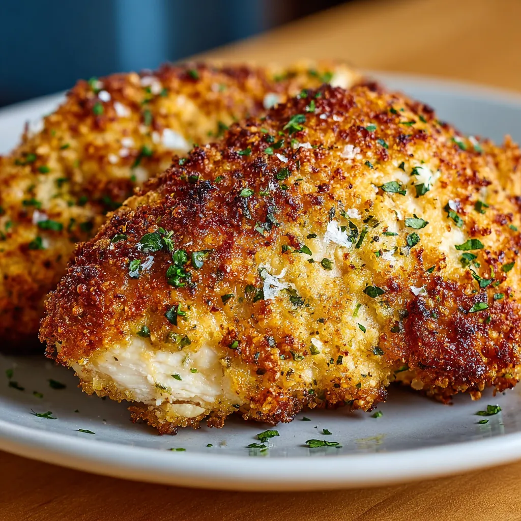 Garlic Parmesan Air Fryer Chicken is displayed as the featured image, showcasing its golden-brown crust and appetizing seasoning.