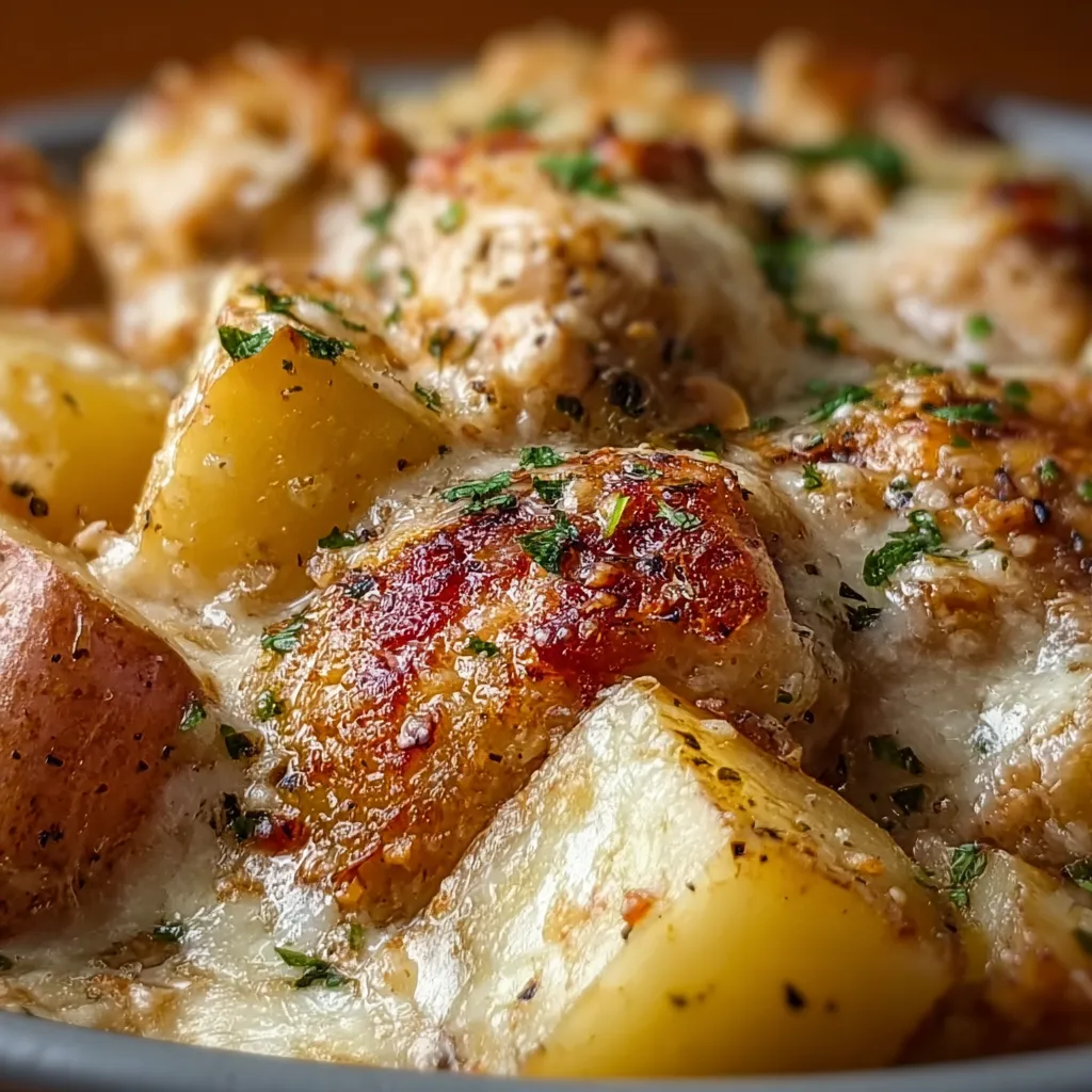 Alt text for second content image about Creamy Garlic Parmesan Crockpot Chicken And Potatoes