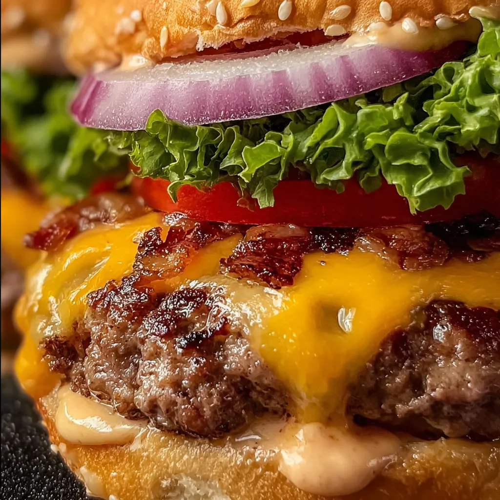 Another enticing view of delicious Crack Burgers, perfect for a close-up look.