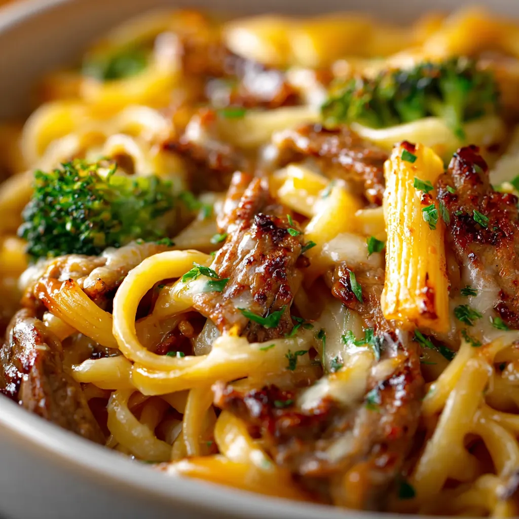 Close-up shot of delicious Beef And Broccoli Lo Mein noodles with tender beef and vibrant broccoli florets.