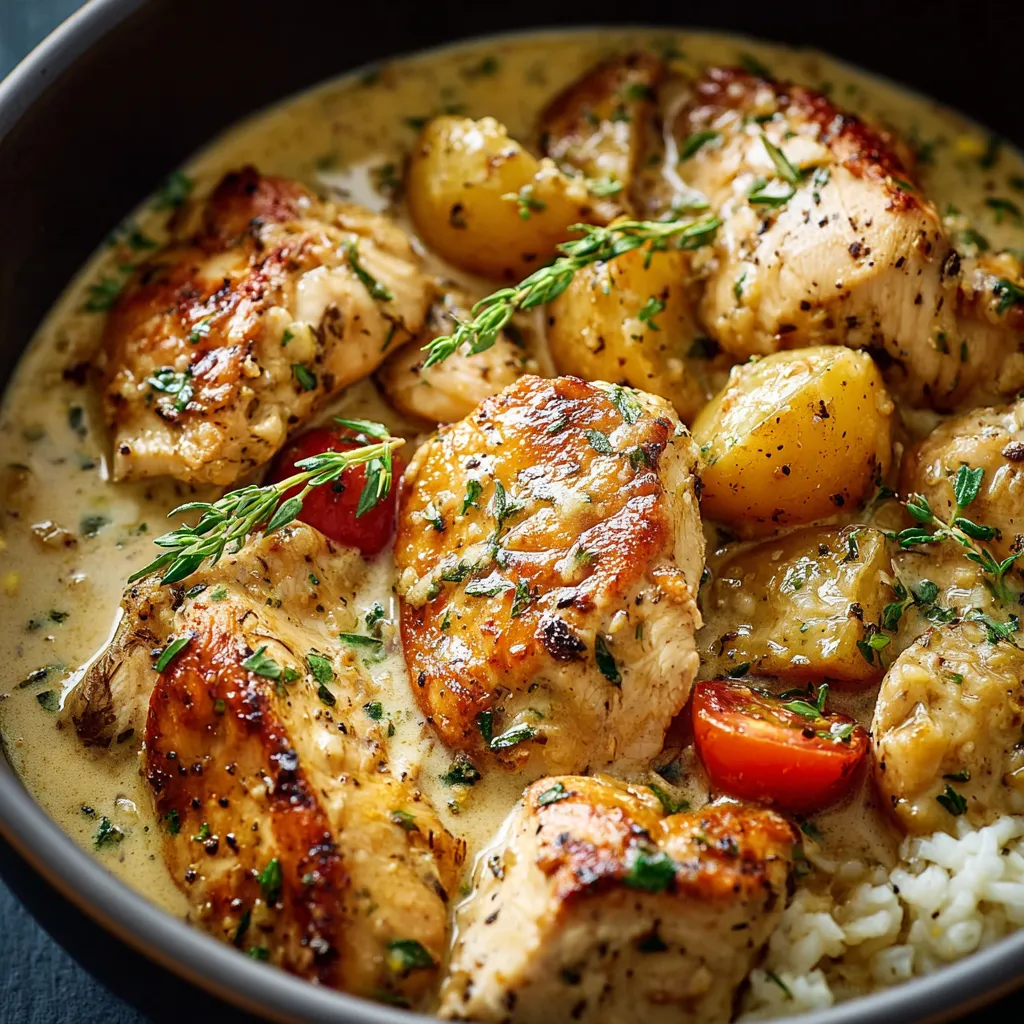 Close-up shot of a delicious Creamy Ranch Chicken dish ready to be served.