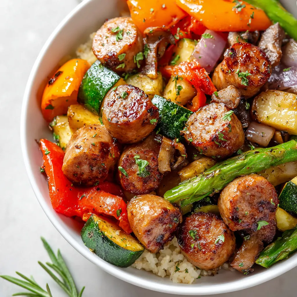 10 MINUTE AIR FRYER CHICKEN SAUSAGE & VEGGIES-BEGINNER QUICK
