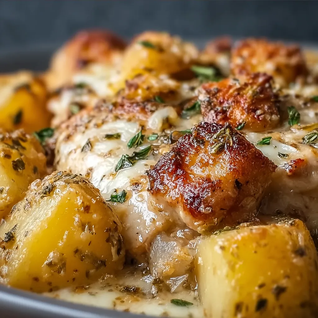 Alt text for featured image about Creamy Garlic Parmesan Crockpot Chicken And Potatoes