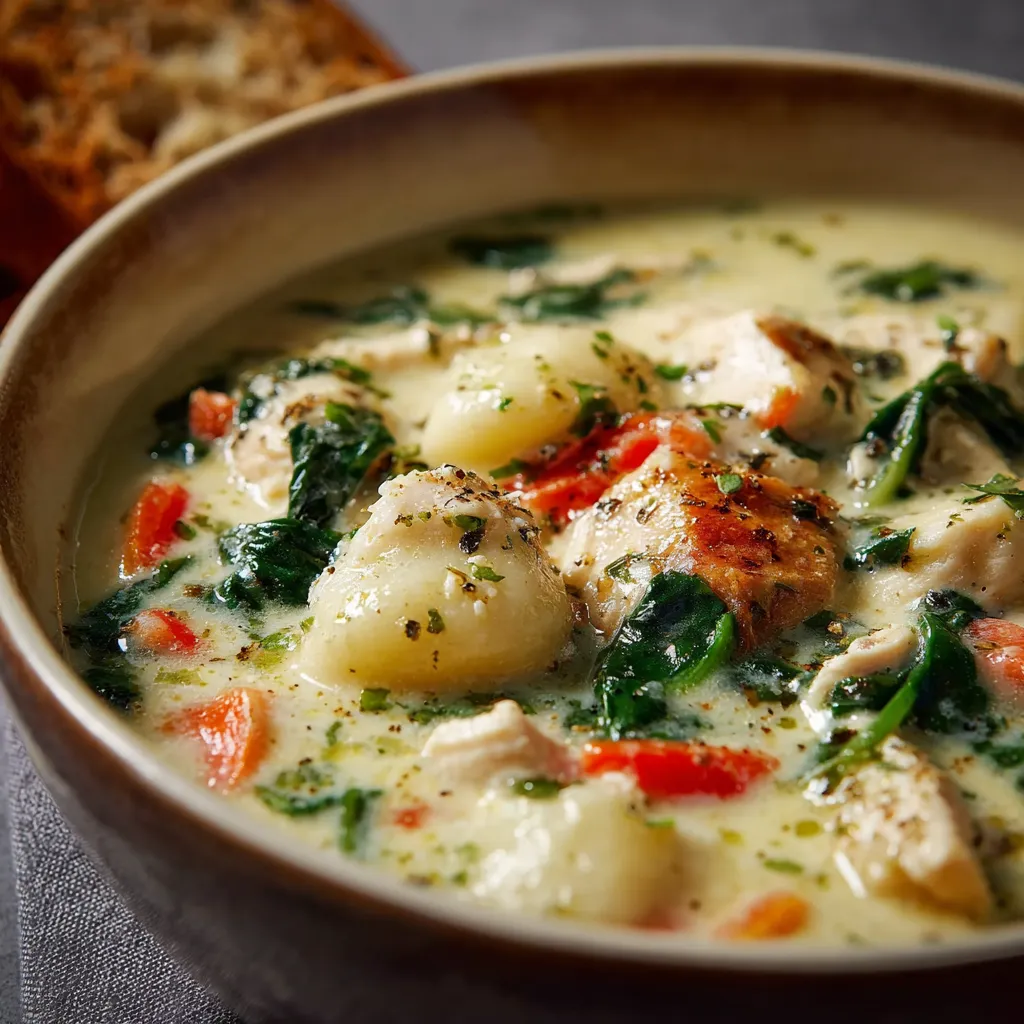 A creamy bowl of Chicken Gnocchi Soup is shown as the featured image for the recipe.