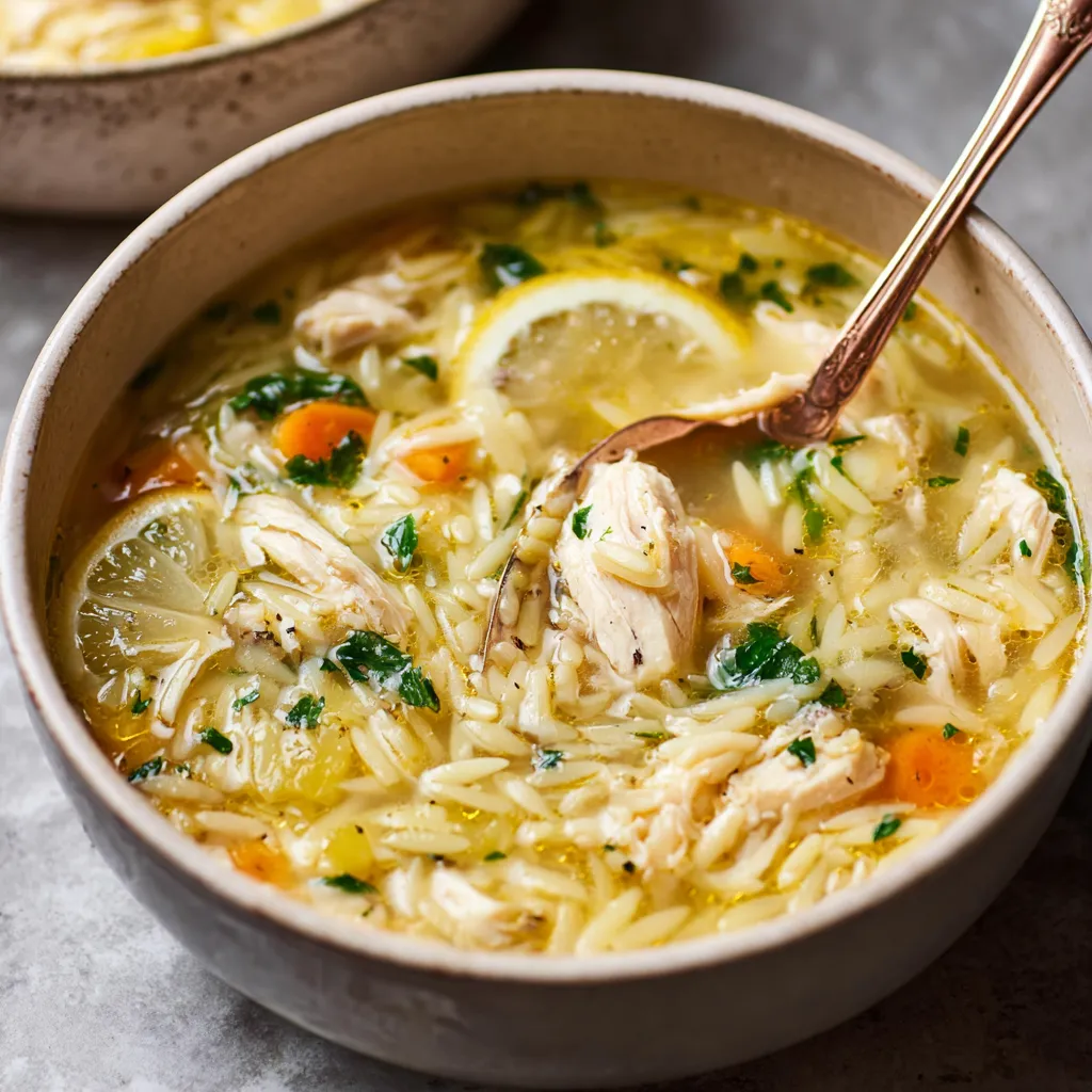 CREAMY LEMON CHICKEN ORZO SOUP AMAZING