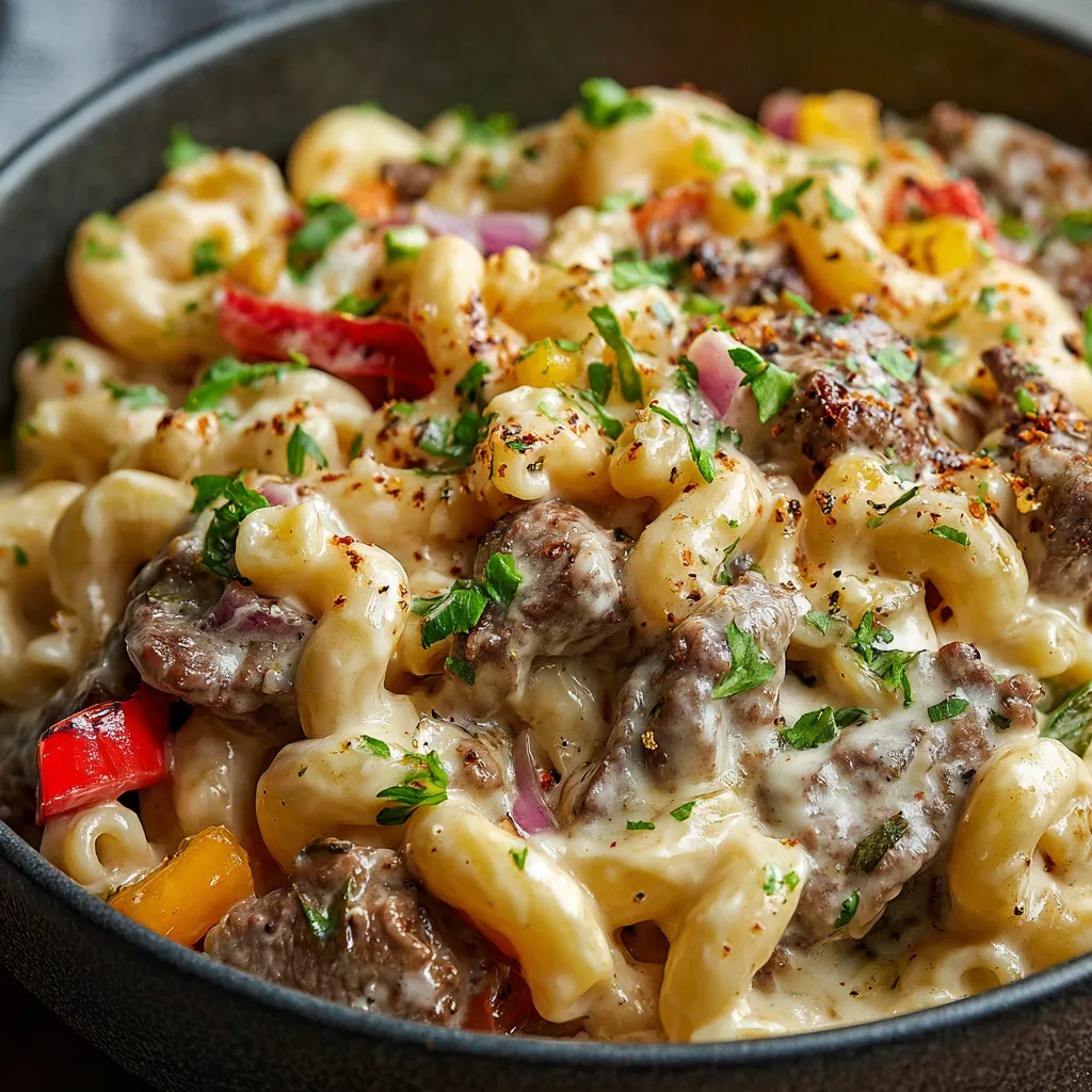 Creamy Philly Cheesesteak Mac & Cheese