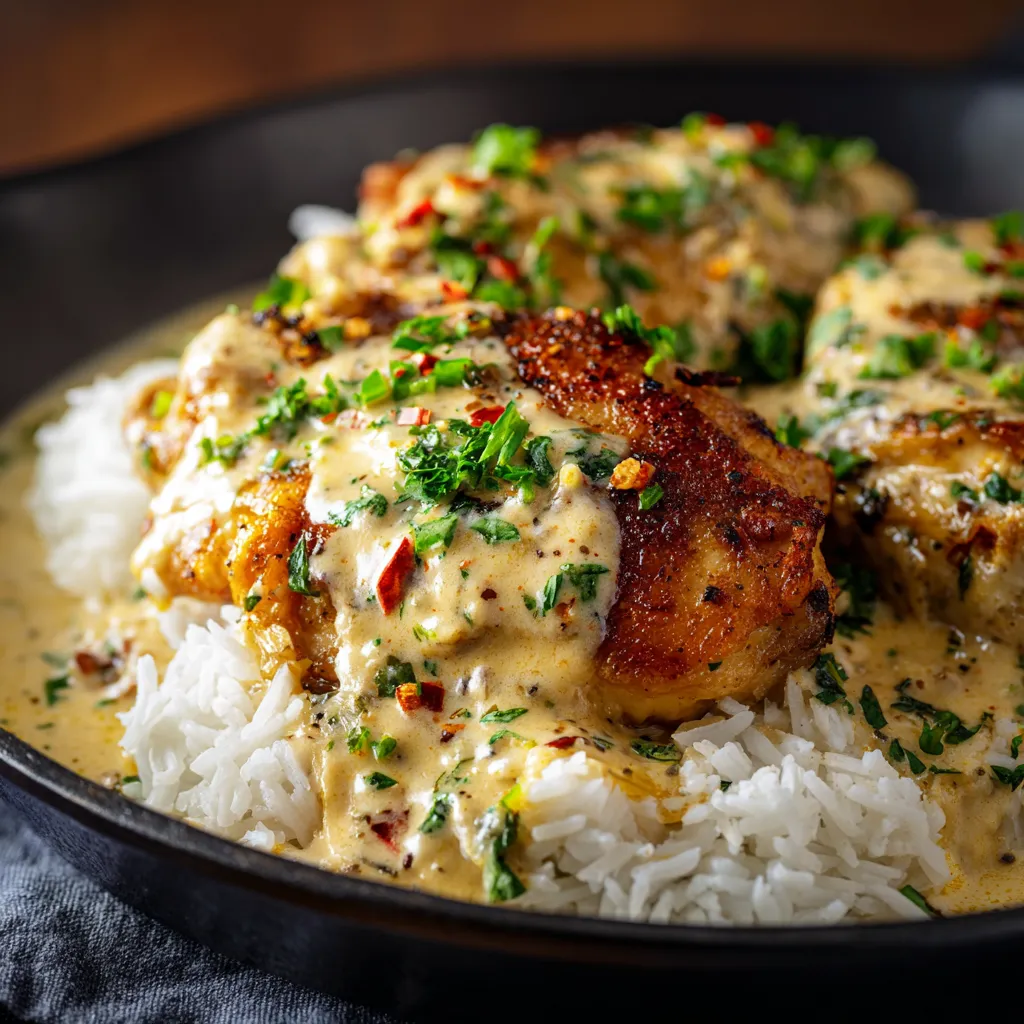 CREAMY SMOTHERED CHICKEN AND RICE AMAZING