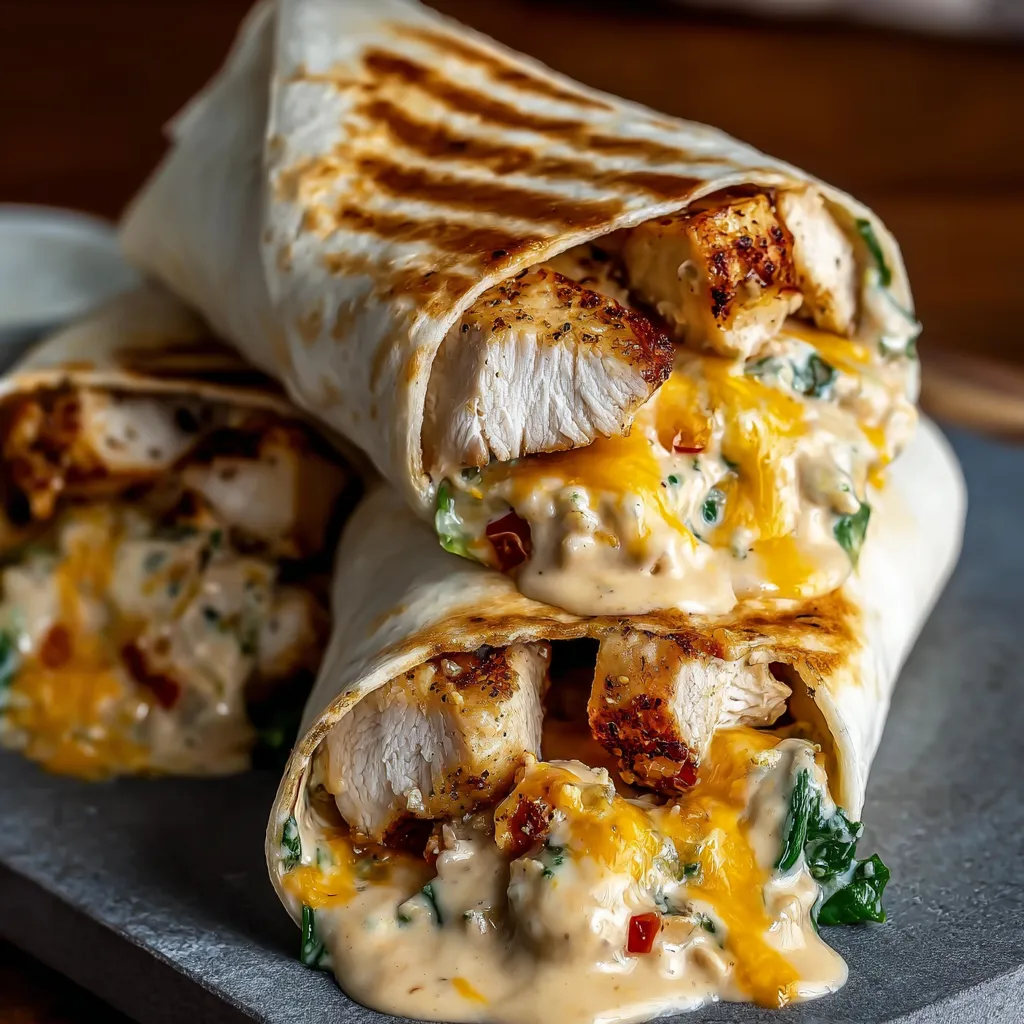 Cheesy Garlic Chicken Wraps are prominently displayed as the featured image, showcasing their delicious cheesy filling and golden-brown wrap.