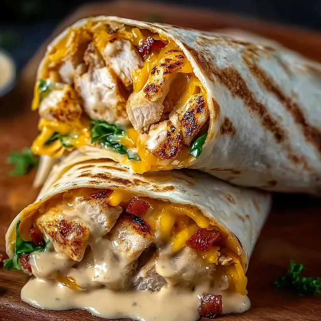 Alt text for featured image about Cheesy Garlic Chicken Wraps