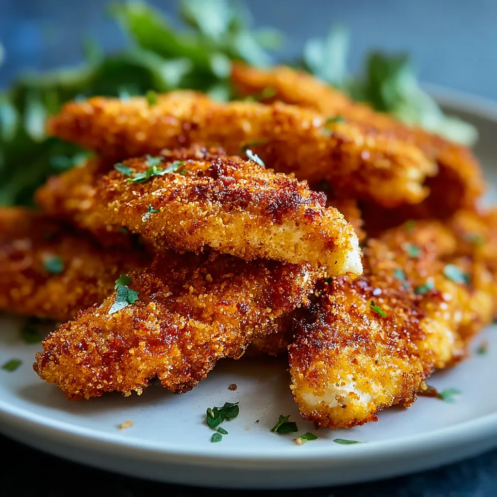 Easy Crispy Homemade Baked Chicken Tenders are shown as the featured image for this simple and delicious recipe.
