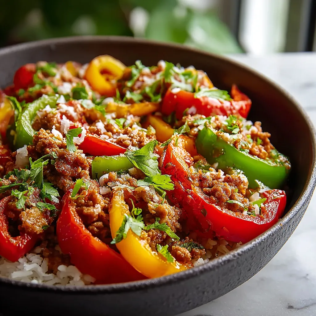 EASY GROUND TURKEY AND PEPPERS STIR-FRY