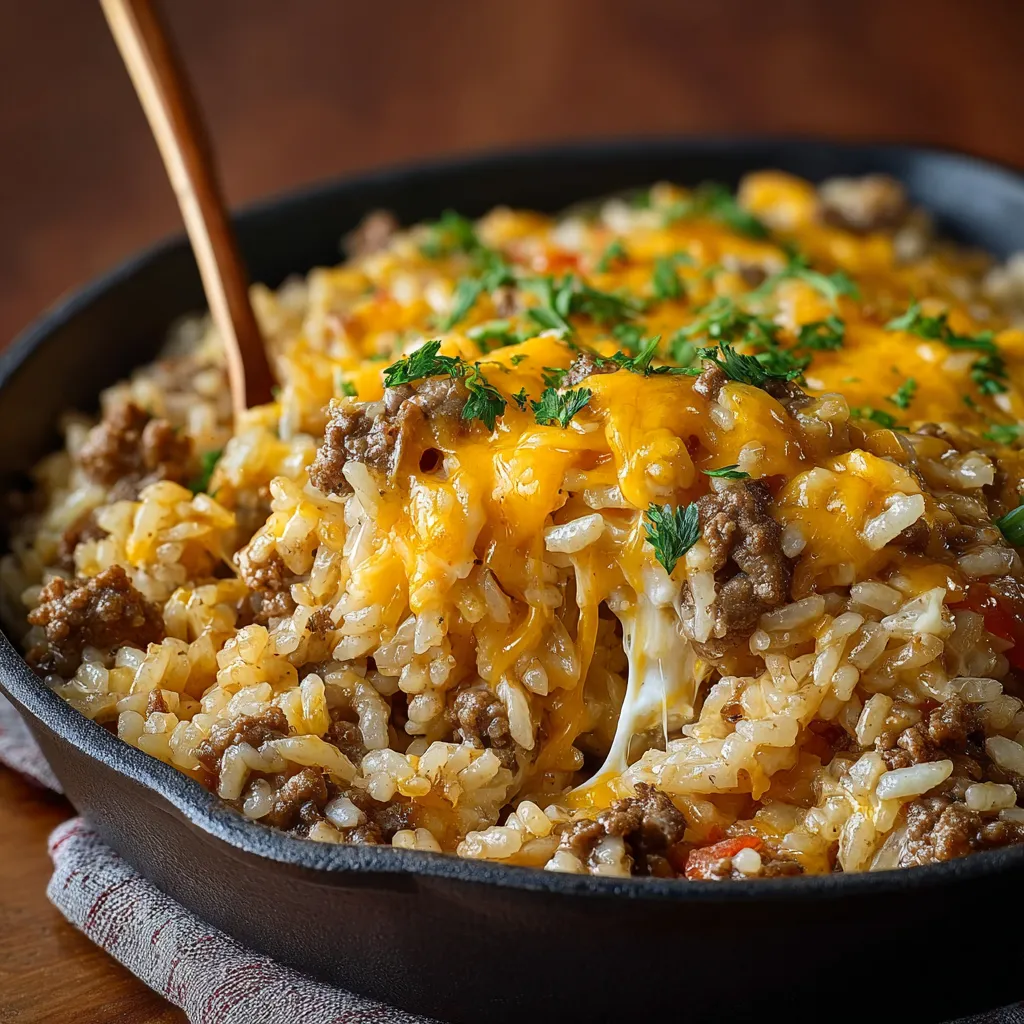 EASY HAMBURGER RICE CASSEROLE