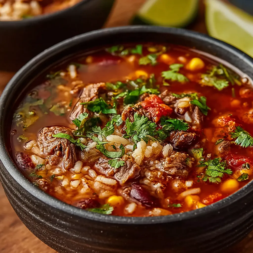 Alt text for featured image about Mexican Beef And Rice Soup