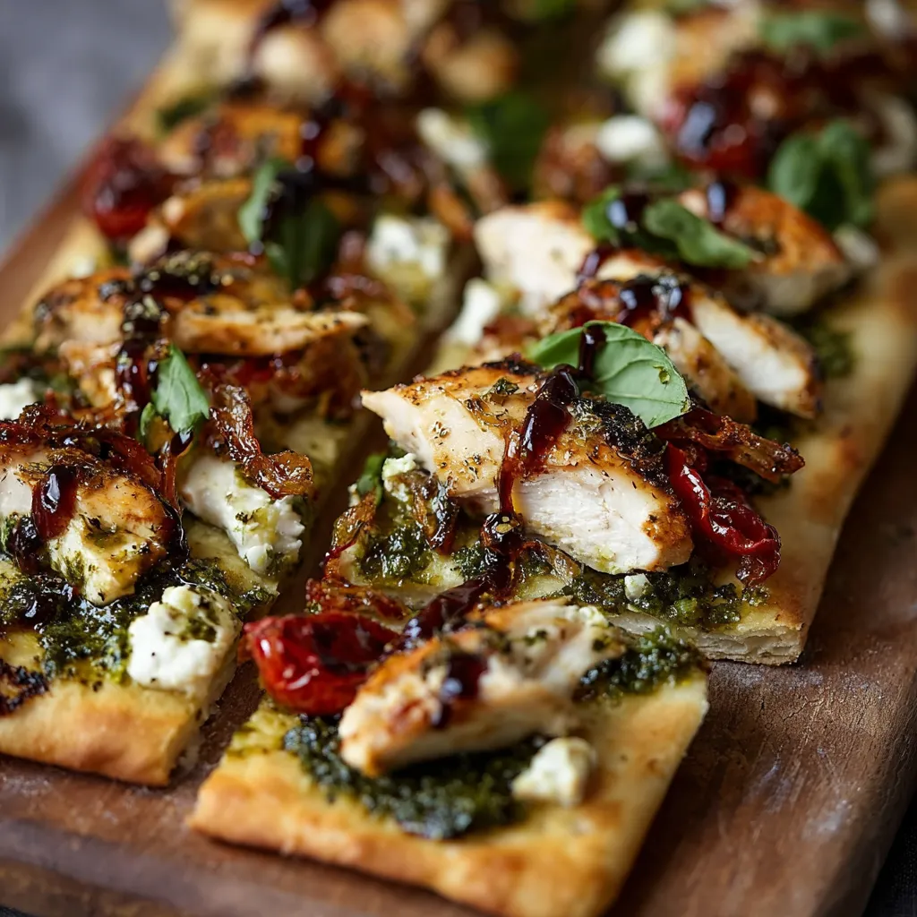 EASY PESTO CHICKEN FLATBREAD RECIPE