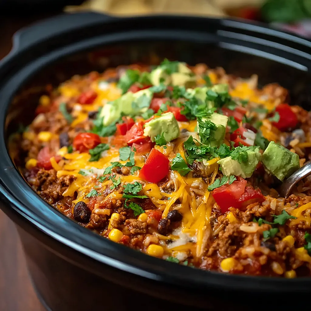 EASY SLOW COOKER TACO CASSEROLE