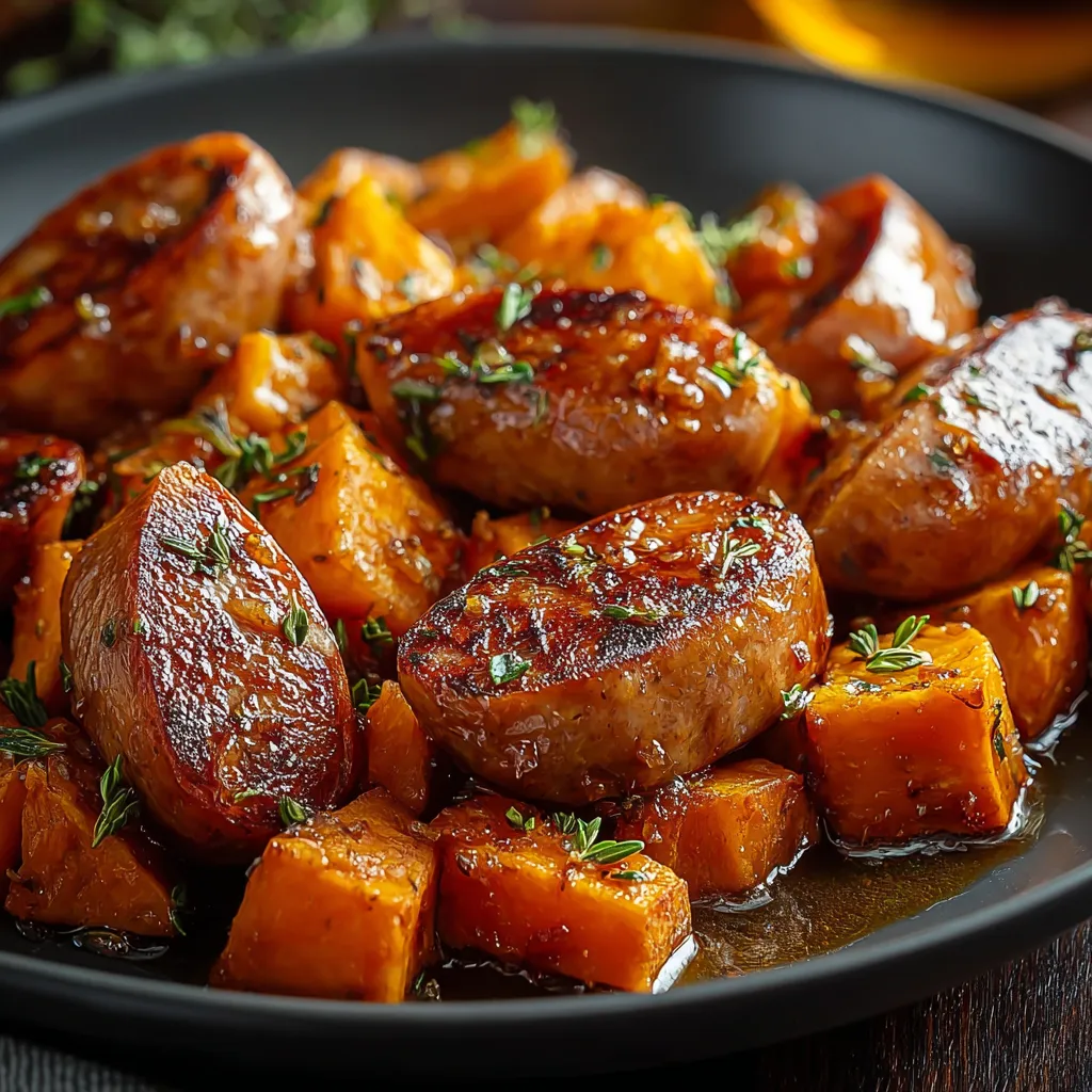 HONEY GARLIC SAUSAGE SWEET POTATOES EASY