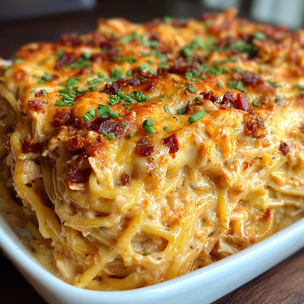 Alt text for featured image about Spicy Southern Chicken Spaghetti Casserole