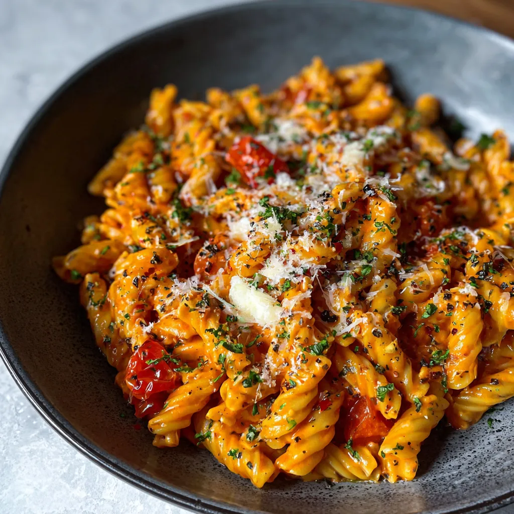 QUICK CREAMY GARLIC TOMATO PASTA