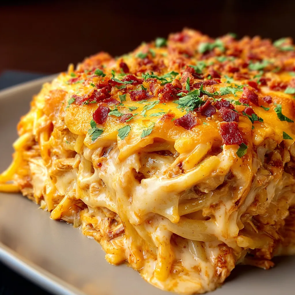 Spicy Southern Chicken Spaghetti Casserole is shown as the featured image, highlighting its cheesy, baked perfection.