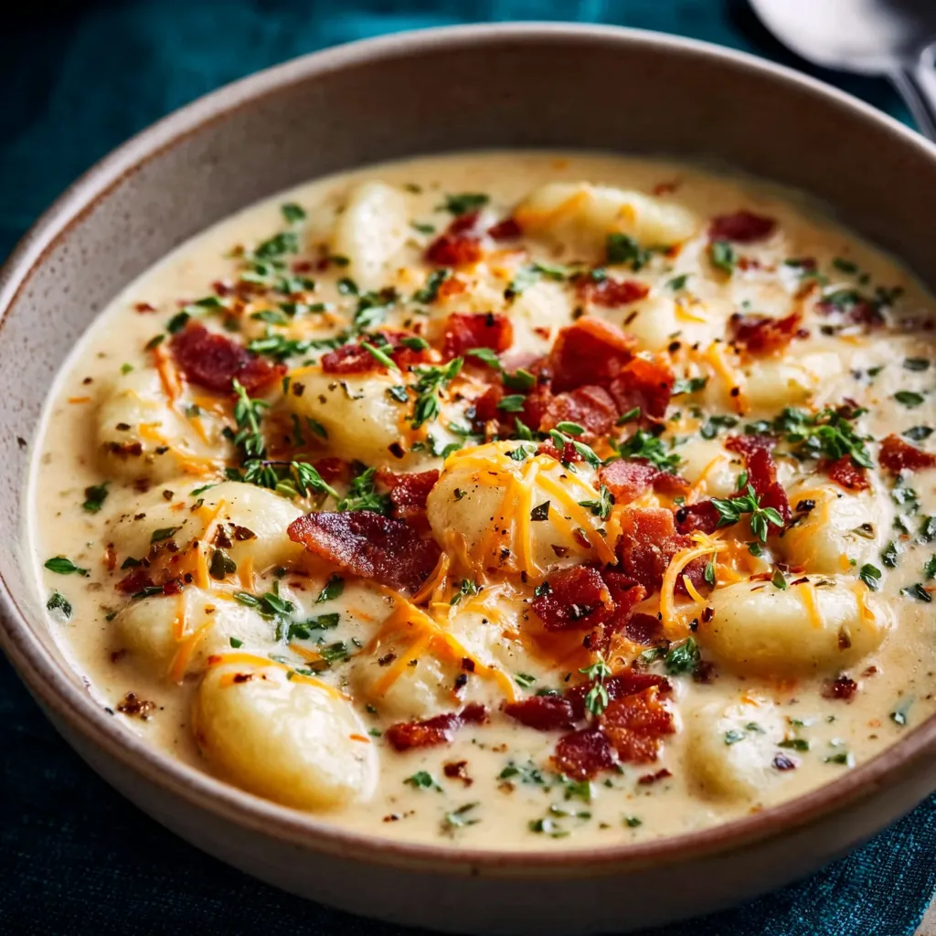 Creamy Bacon Cheddar Gnocchi Soup, a second image showcasing the delicious and comforting dish.