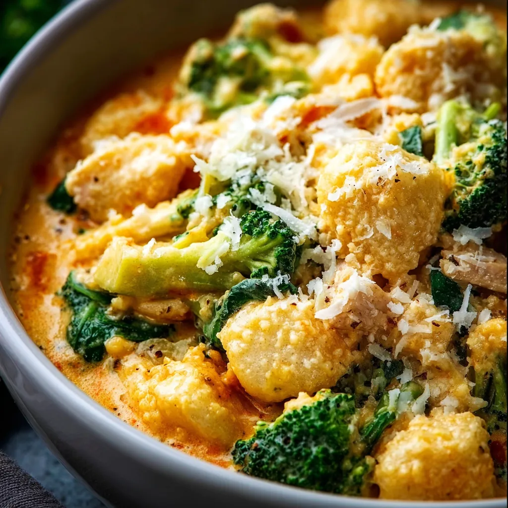 Creamy broccoli and cheese dish simmering in a crockpot.