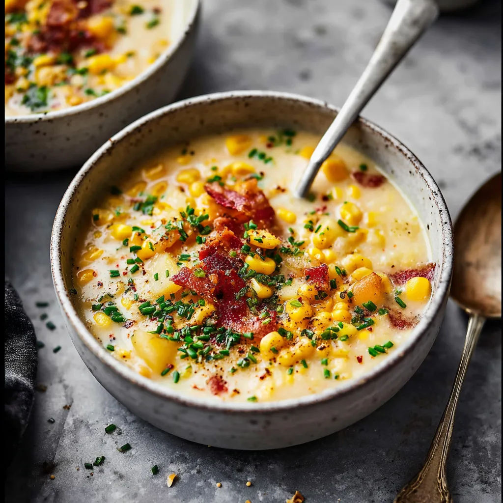 Creamy Chicken Parmesan Soup in a white bowl garnished with fresh basil.