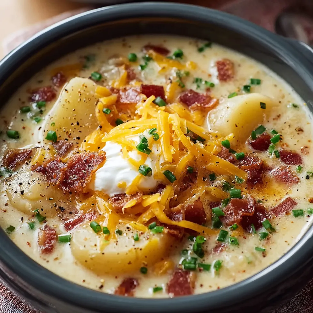 Creamy Crock Pot Potato Soup: A delicious and hearty dish featuring tender potatoes in a rich and creamy broth.
