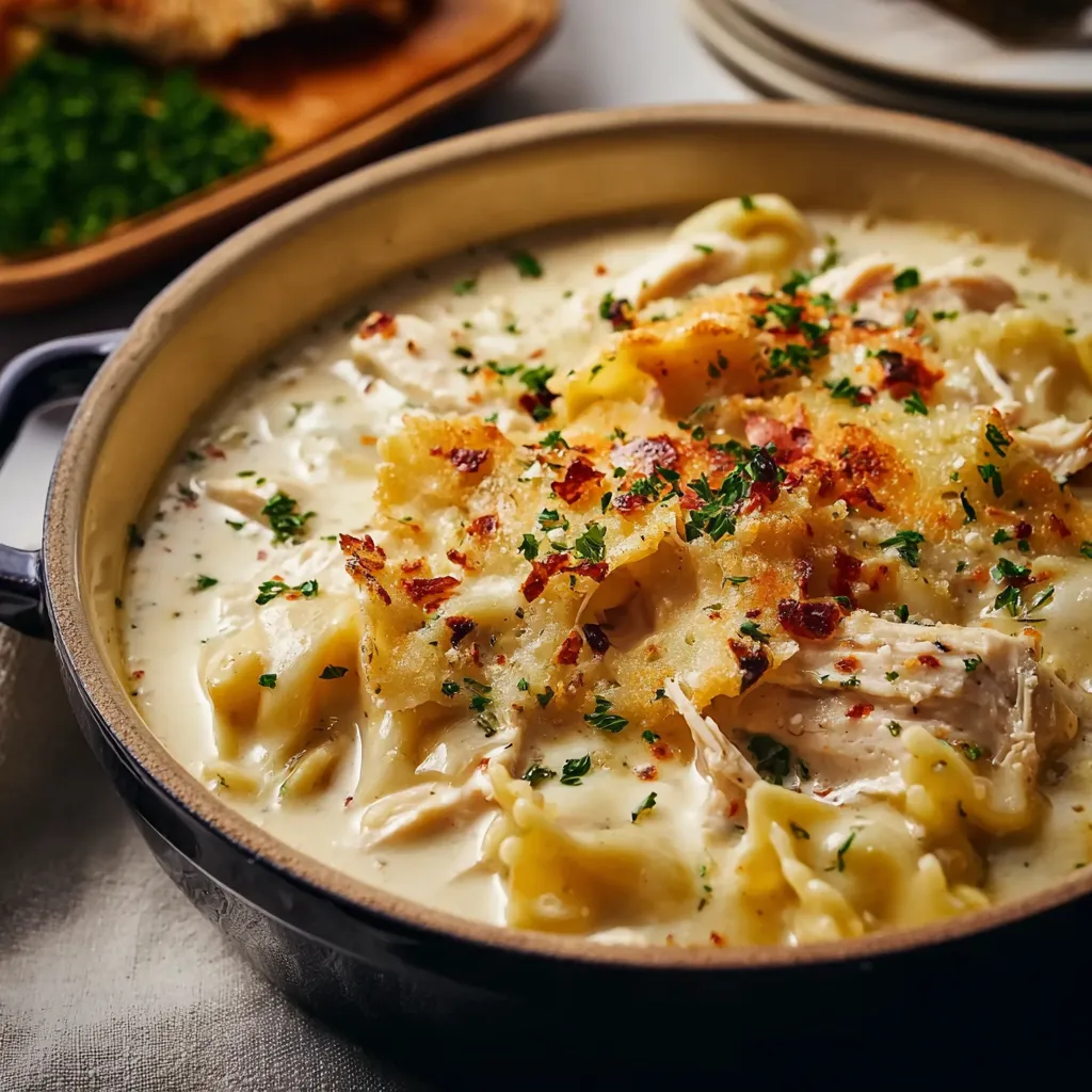 Creamy and rich loaded baked potato soup with melted cheese, bacon, and chives.