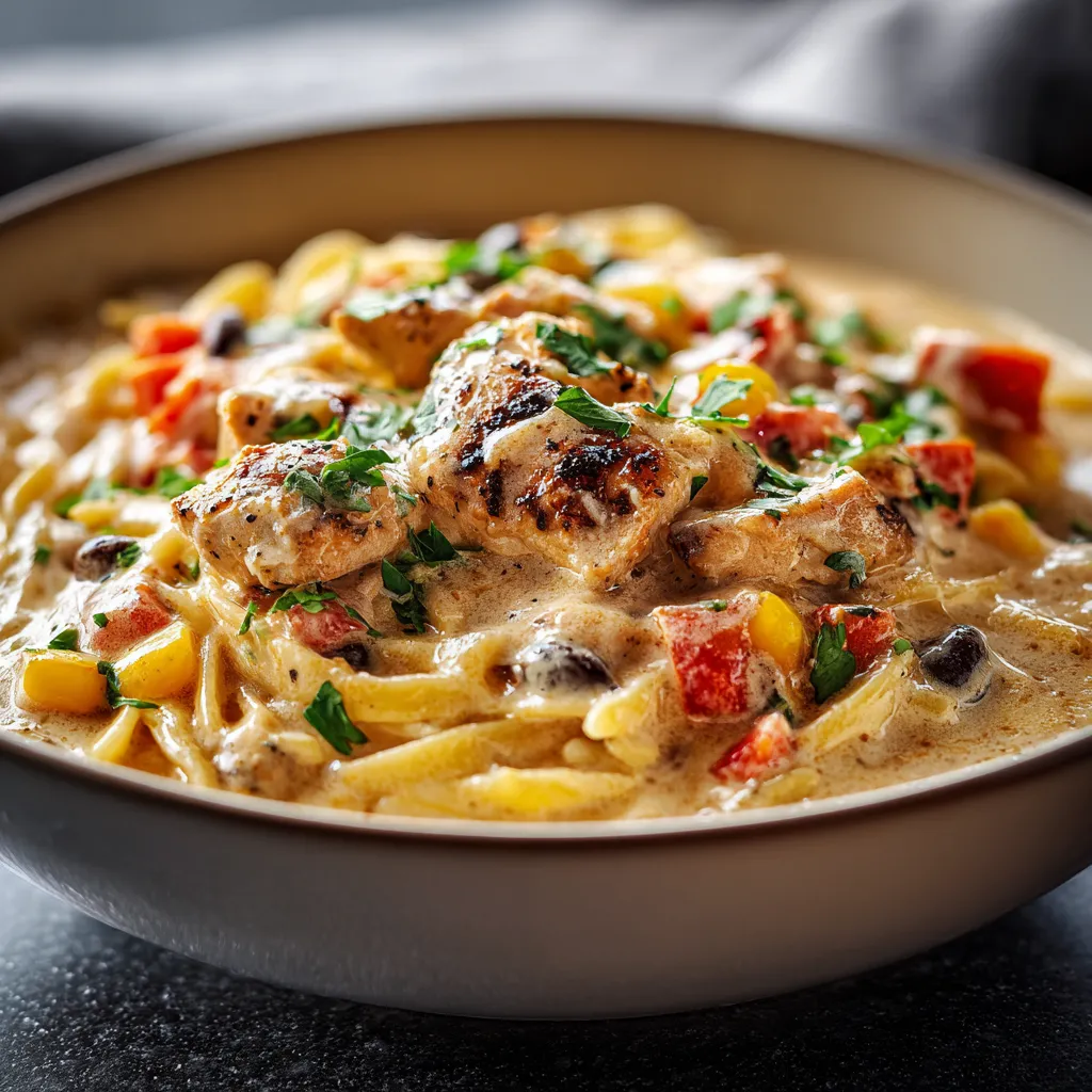 Delectable Cajun Chicken Pasta dish with vibrant colors and savory flavors.