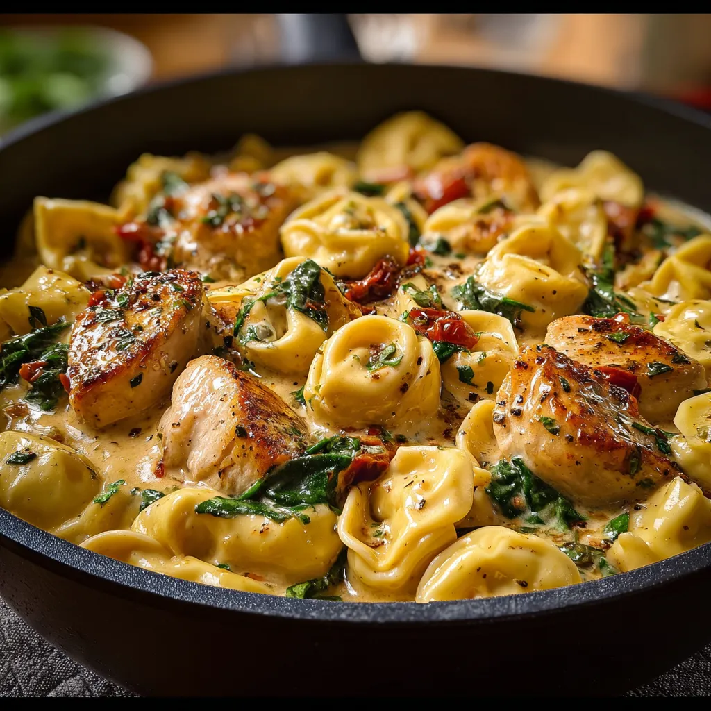 Delicious Marry Me Chicken Tortellini dish with creamy sauce and fresh herbs.