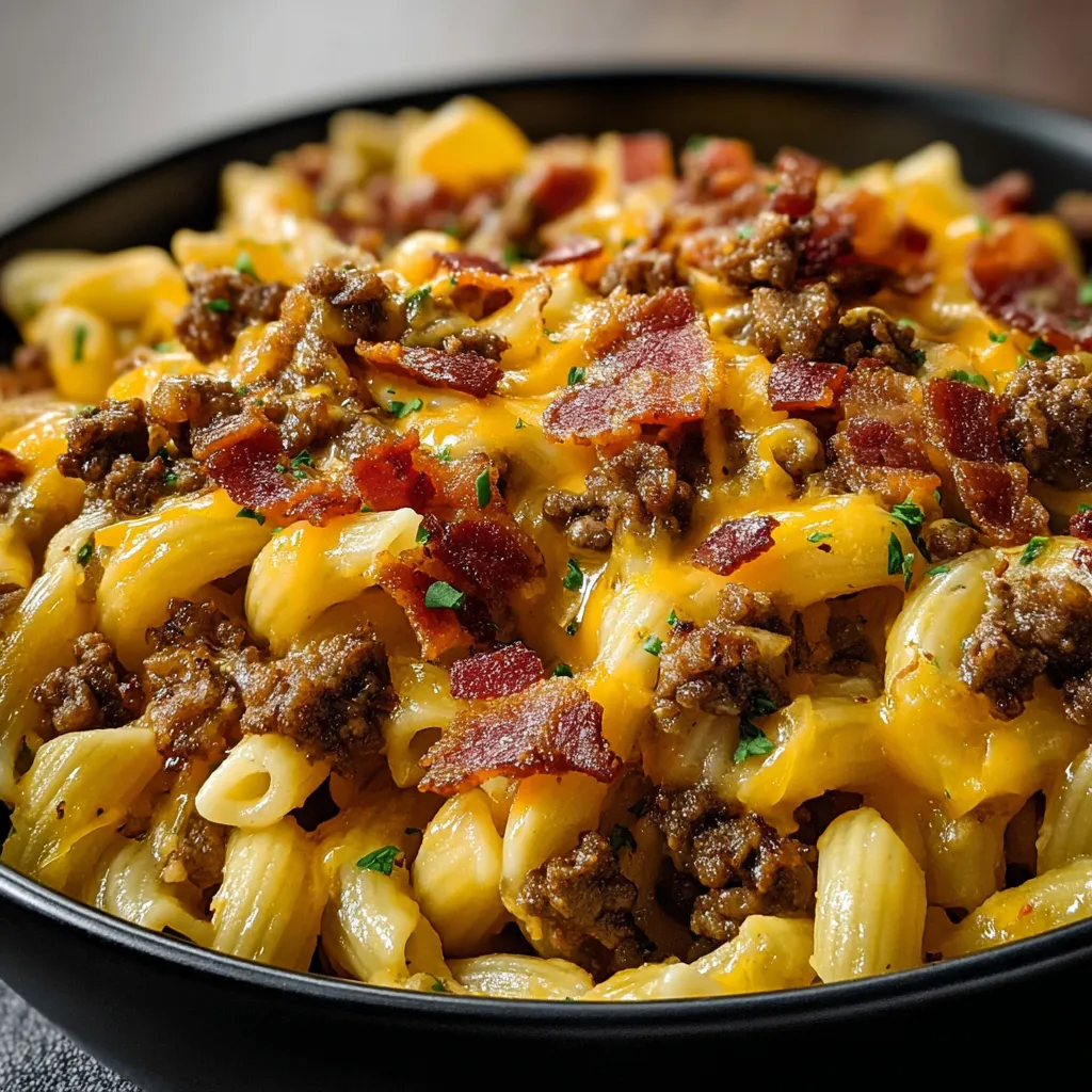 A delectable second image showcasing the mouthwatering Loaded Bacon Cheeseburger Pasta dish.