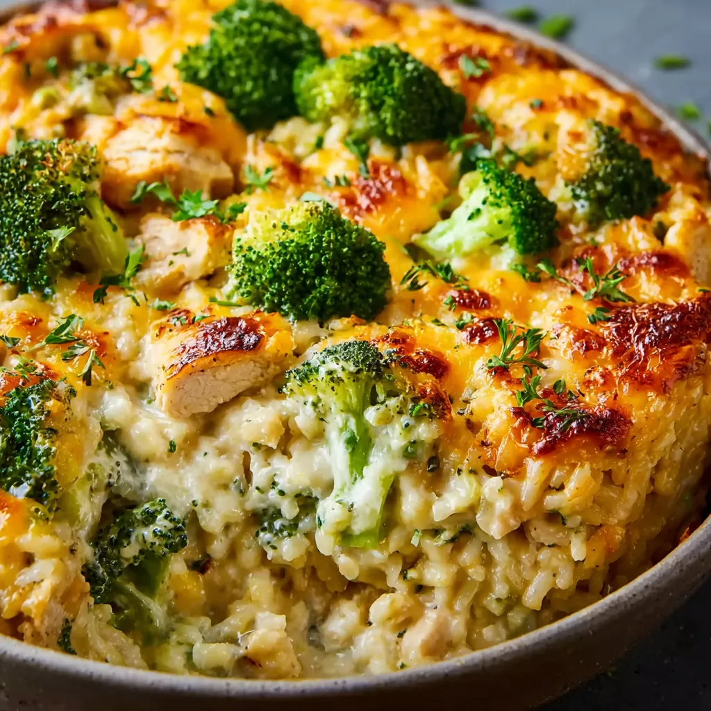 AMAZING CHICKEN BROCCOLI RICE CHEESE CASSEROLE