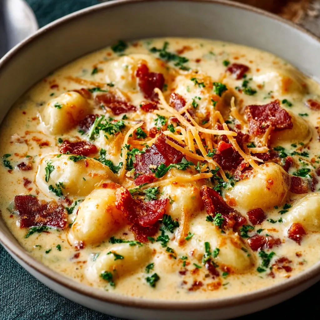 CREAMY BACON CHEDDAR GNOCCHI SOUP PERFECTION