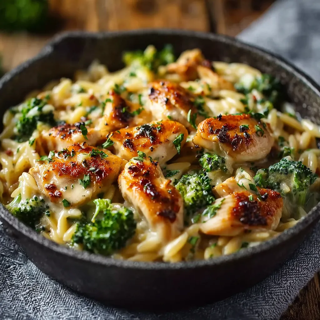 CREAMY CHEESY CHICKEN BROCCOLI ORZO ULTIMATE