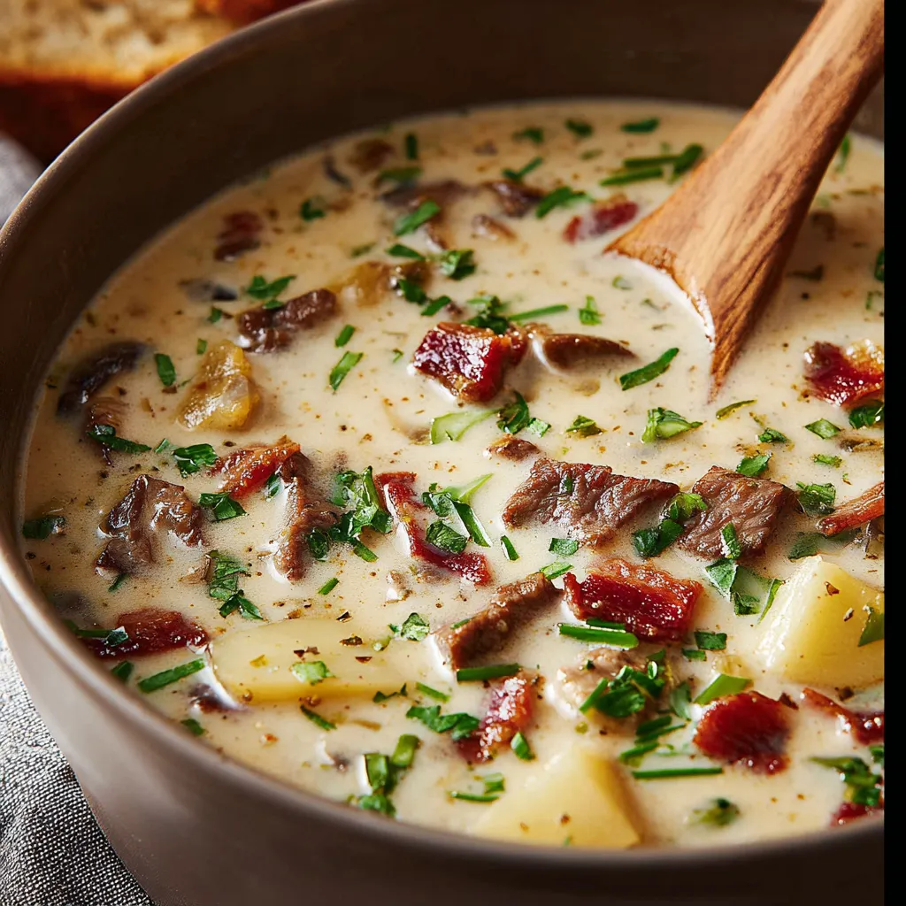 CREAMY PHILLY CHEESESTEAK SOUP ULTIMATE DELIGHT