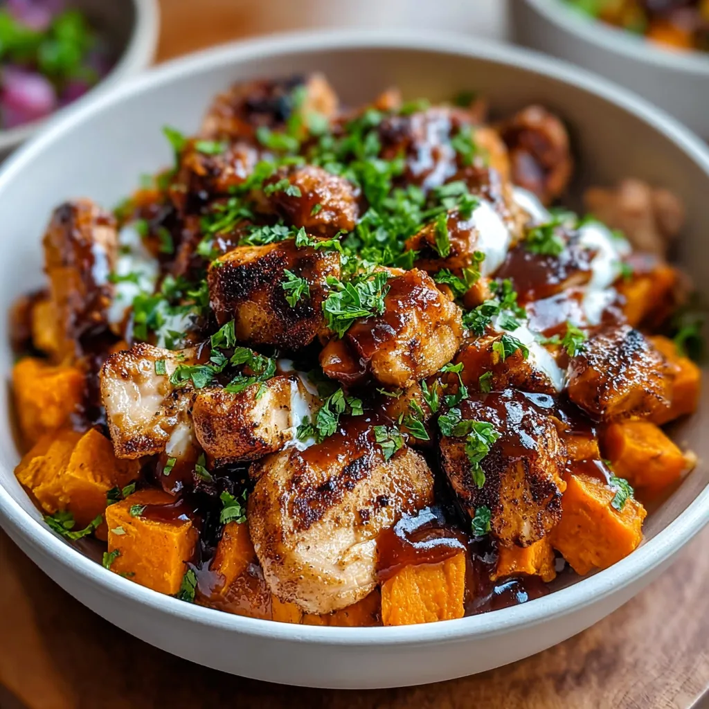 EASY BBQ CHICKEN SWEET POTATO BOWL