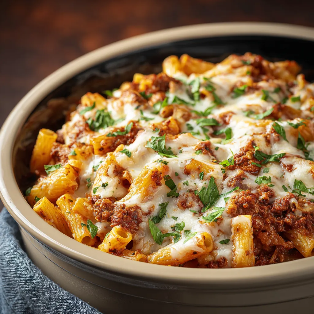 EASY SLOW COOKER BAKED ZITI