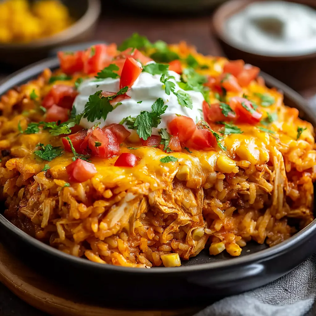 ULTIMATE CHEESY CHICKEN ENCHILADA RICE CASSEROLE