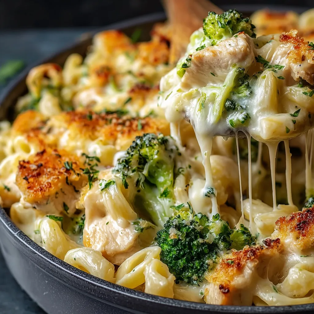 CREAMY CHICKEN BROCCOLI ALFREDO BAKE